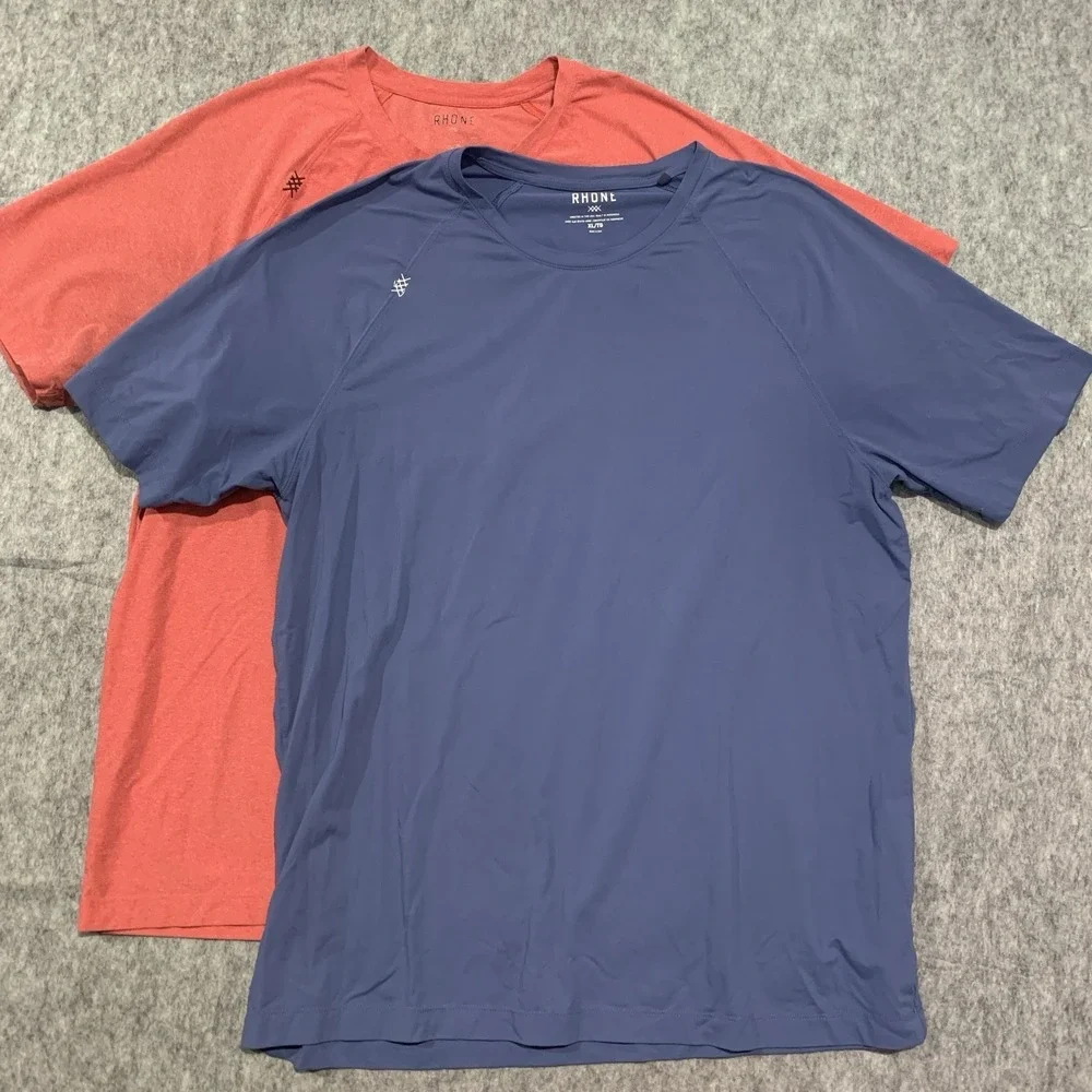 Lot of 2 - RHONE Men's Reign Short Sleeve Shirts Athleisure Comfort Red Blue XL - Picture 1 of 16